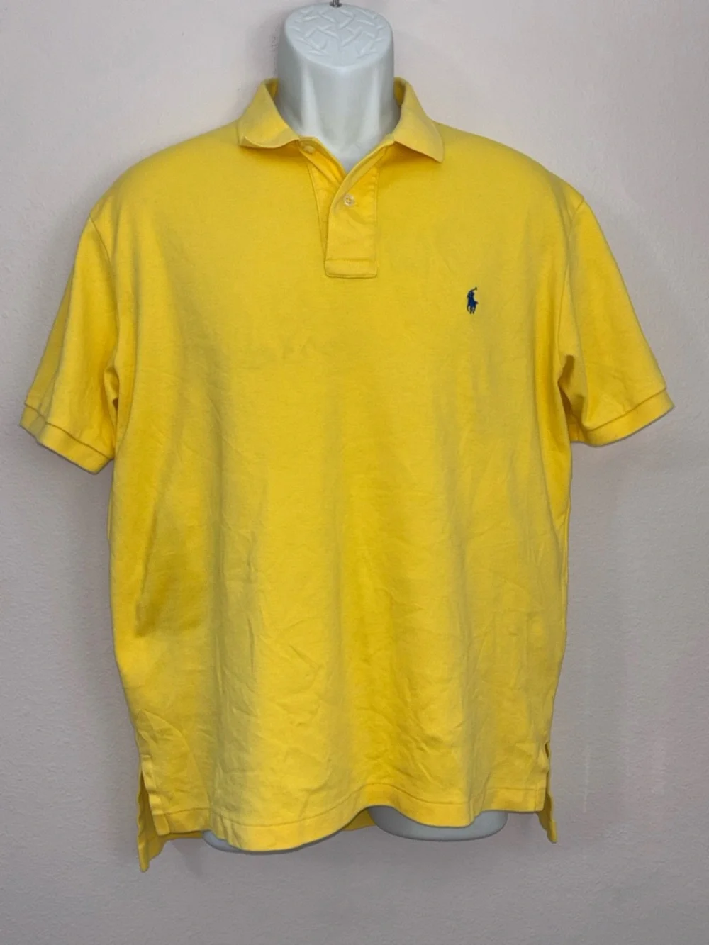 POLO RALPH LAUREN Bright Yellow Short Sleeve 100% Cotton Polo Shirt Size M